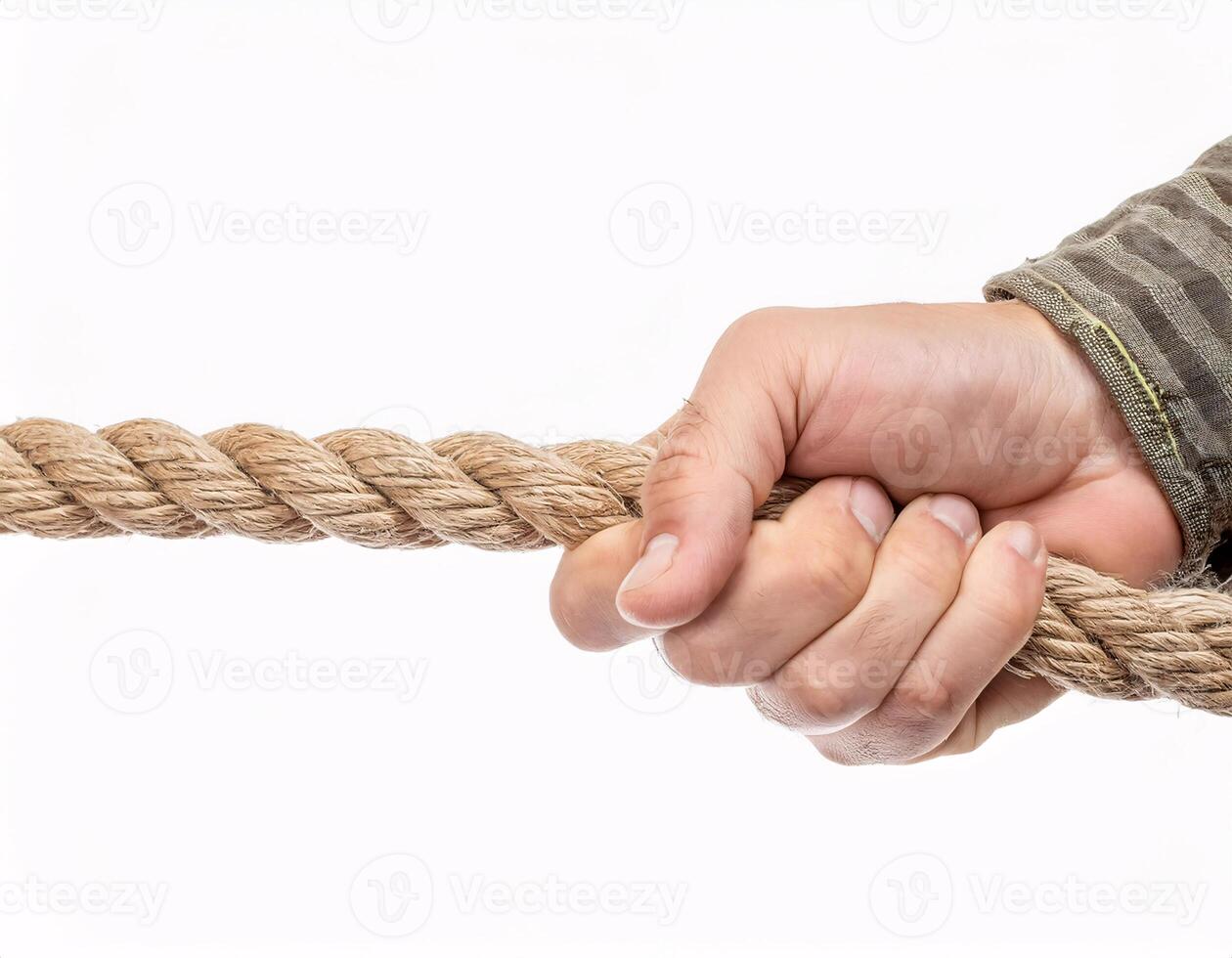 Tug of Strength Hand Grasping and Pulling a Rope Firmly photo