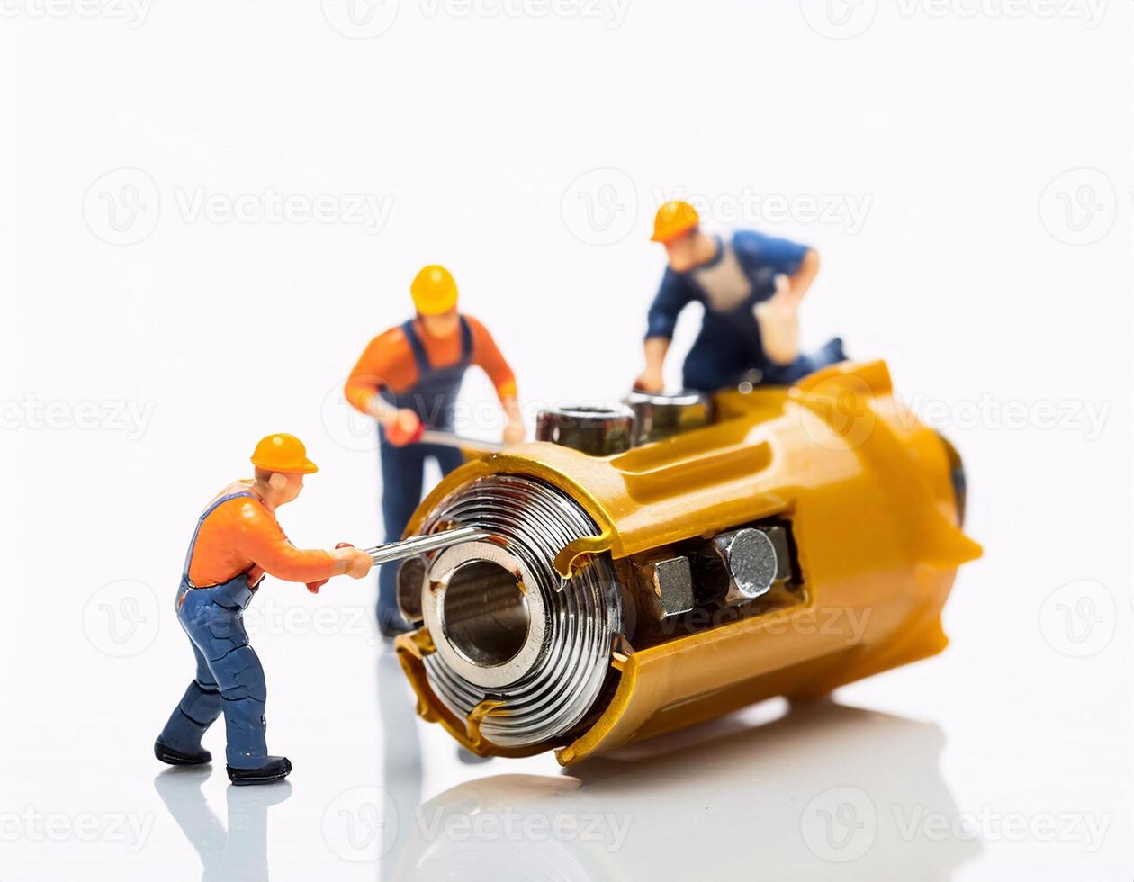 Creative Detail Miniature Figure Working on a Small Motorbike photo