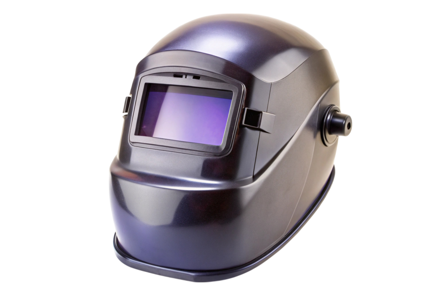 Close up of a durable and robust welding helmet designed for welding professionals on transparent background png