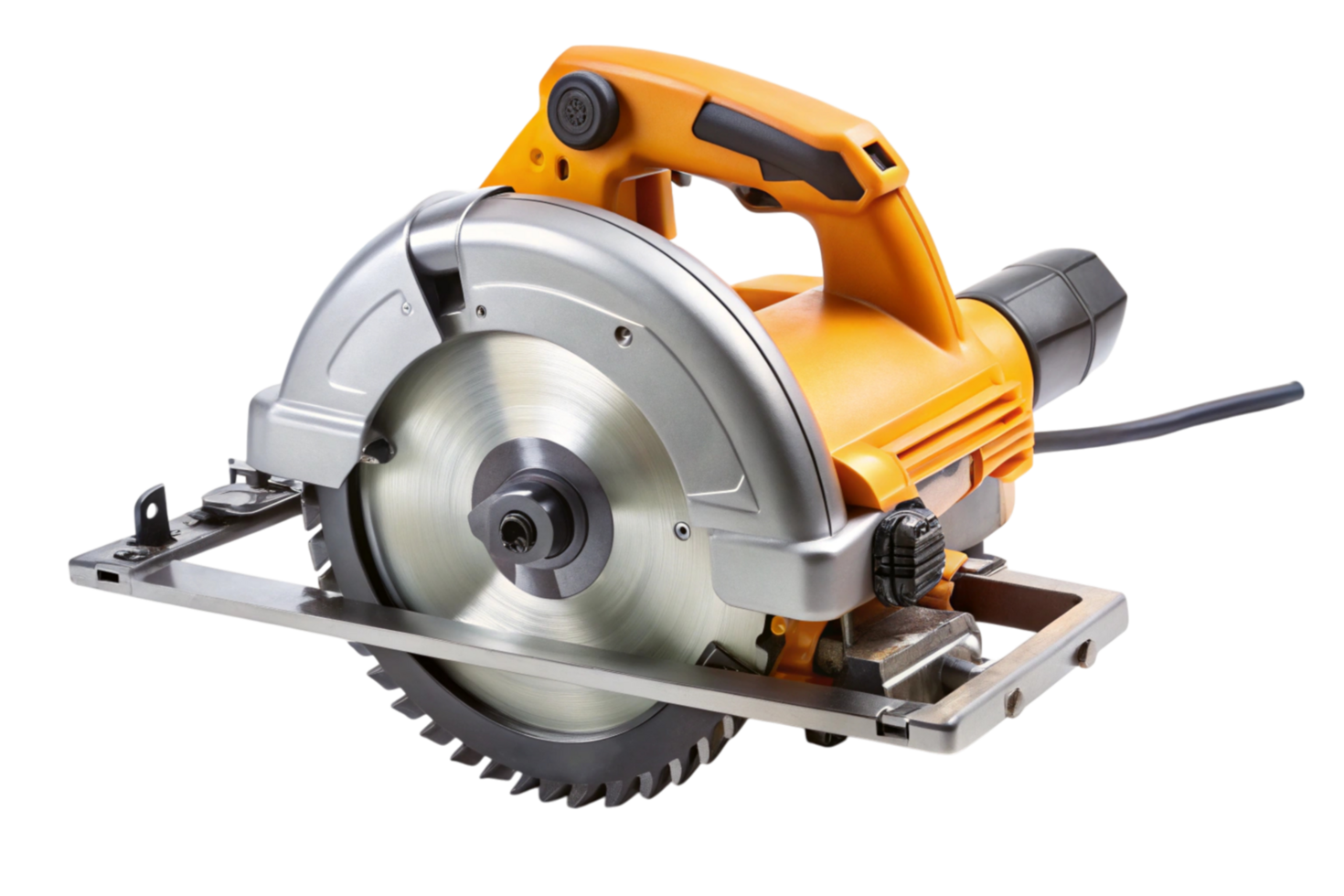Heavy duty power saw with sturdy design and sharp blade, perfect for industrial and construction purposes, showcased on clean transparent background png