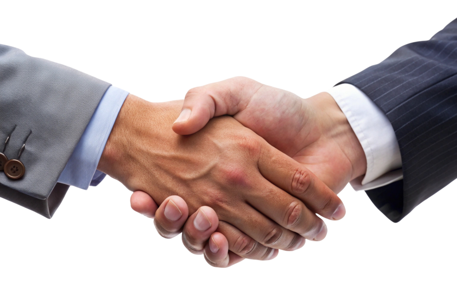 Close up handshake between two business professionals in formal attire, symbolizing partnership, agreement, and collaboration png