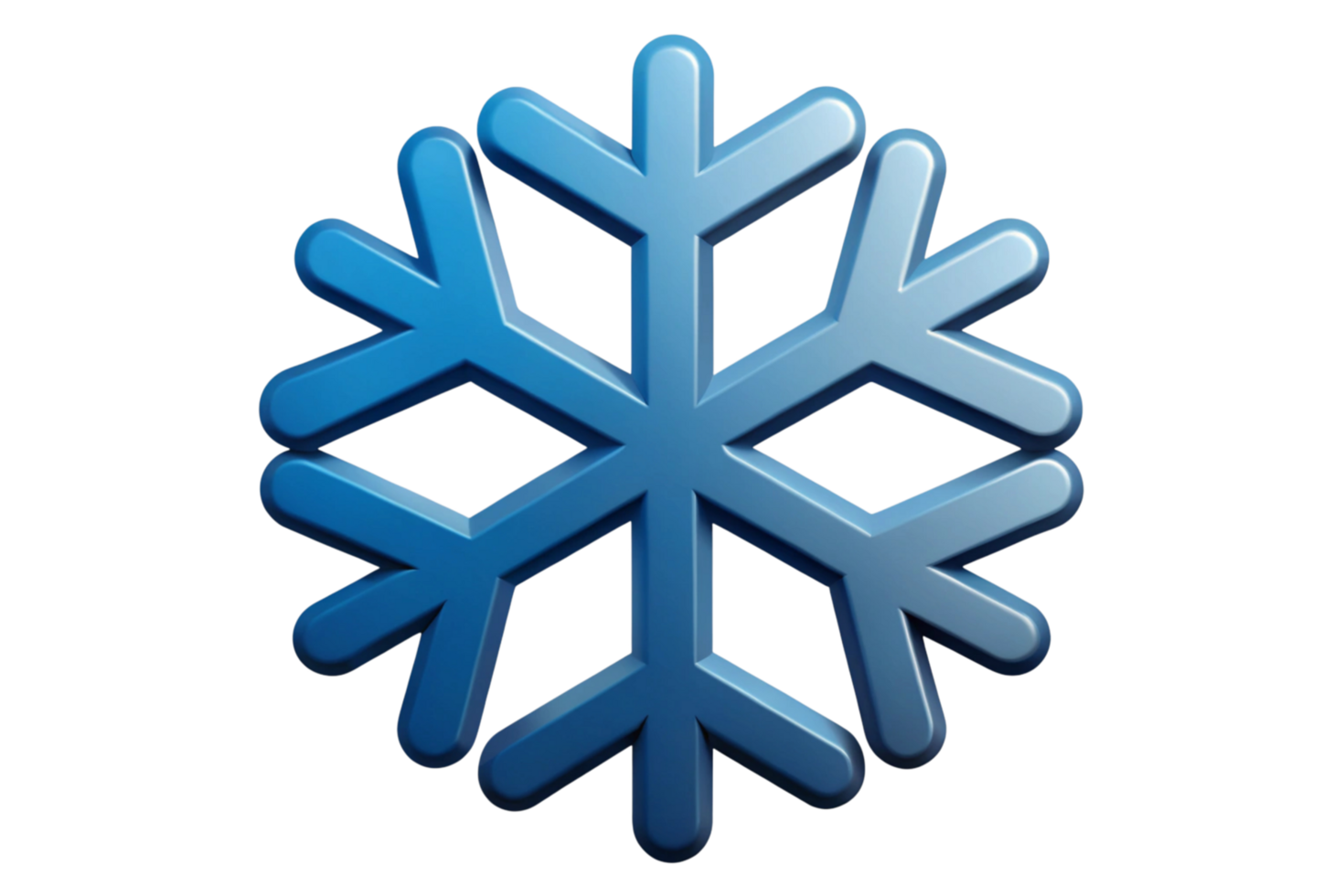 Minimalistic and elegant snowflake emblem with frosty blue hues, suitable for festive designs, seasonal projects, or cold climate representations. png