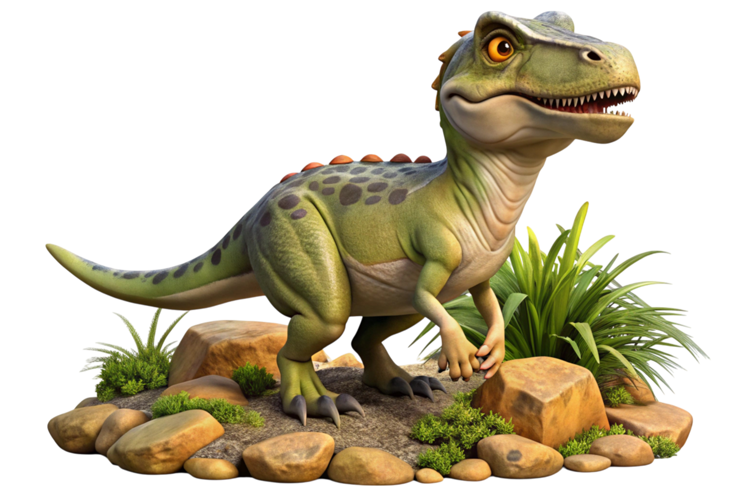 3D illustration of a realistic Shunosaurus dinosaur character with detailed textures and vibrant environment, isolated on transparent background. png