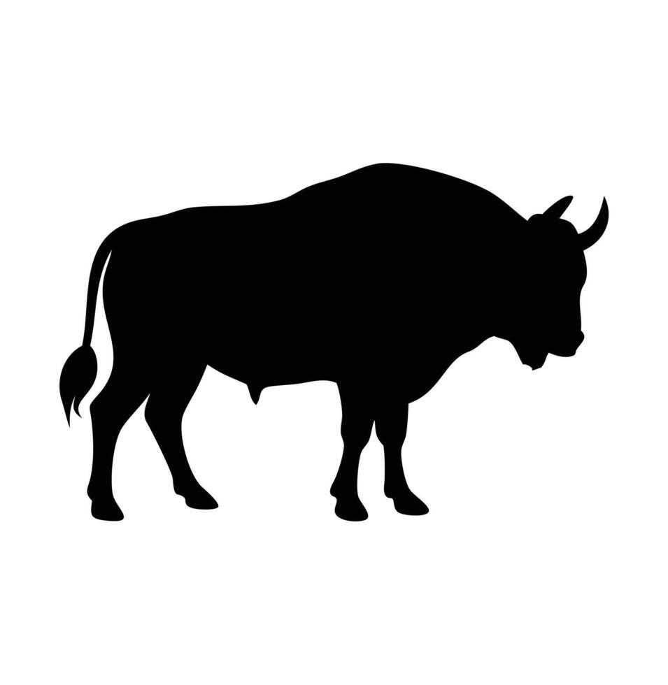 A bison bull black silhouette vector