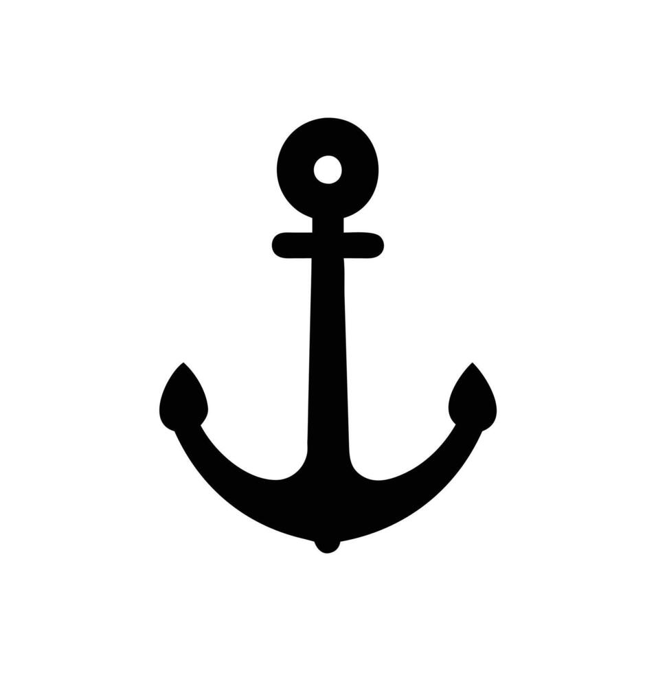 A black anchor silhouette vector