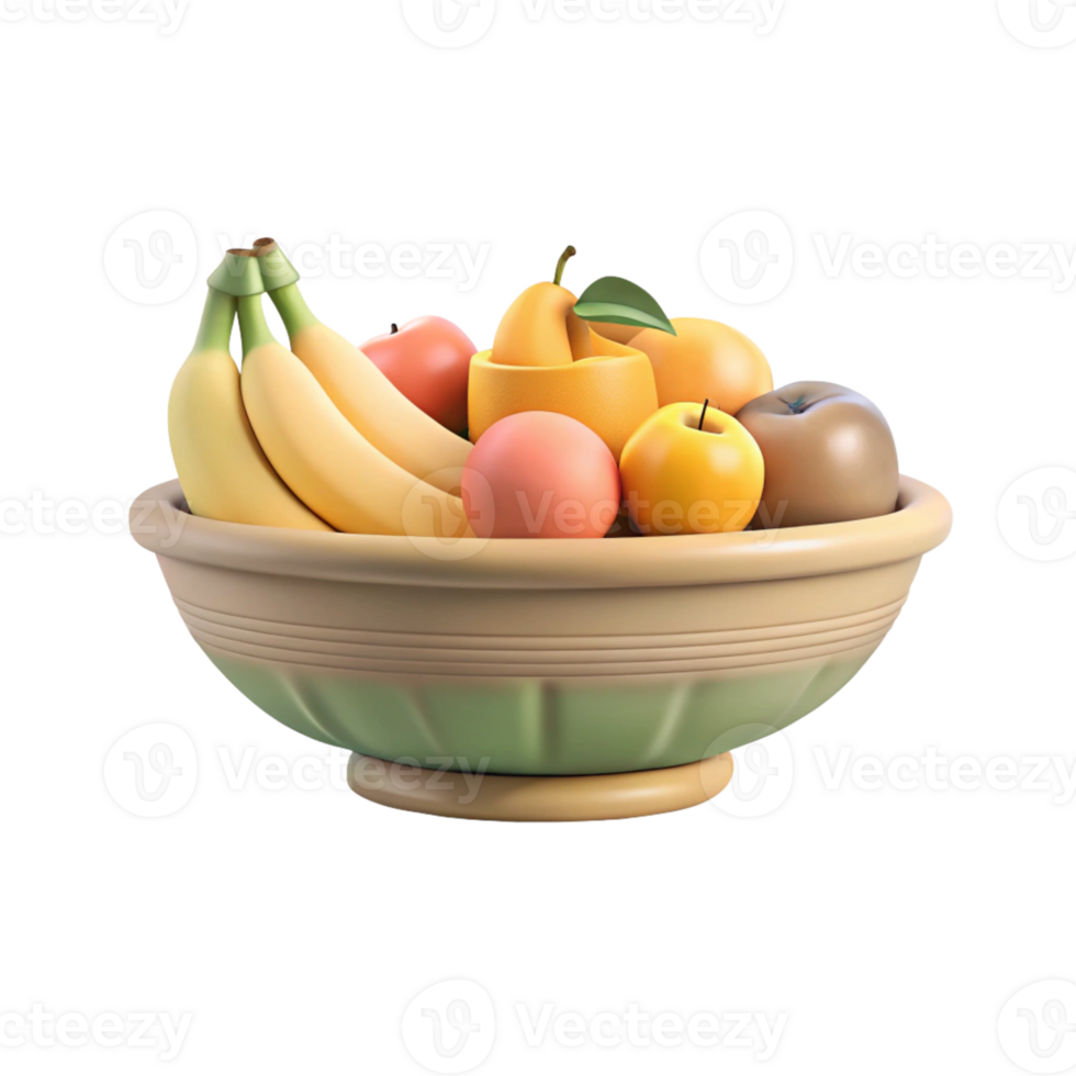 Fresh fruit bowl with apples and bananas. png