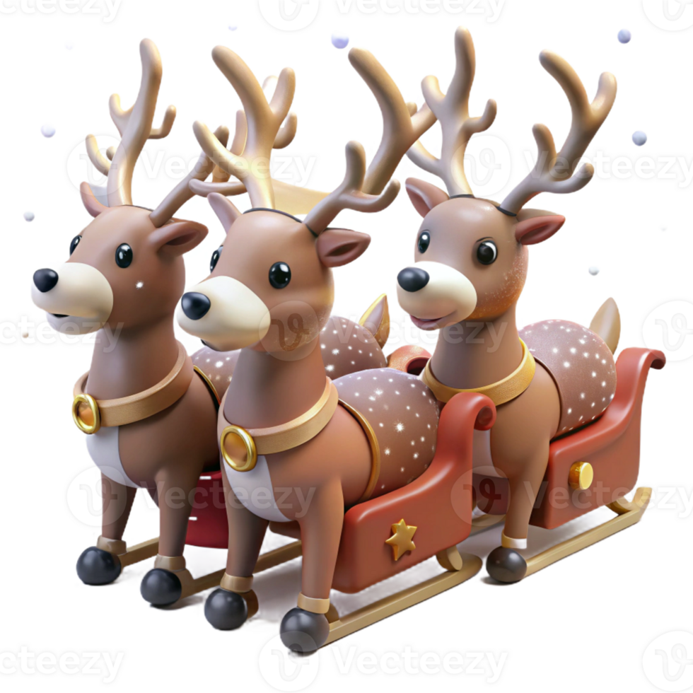 Christmas reindeer team pulling sleigh. png