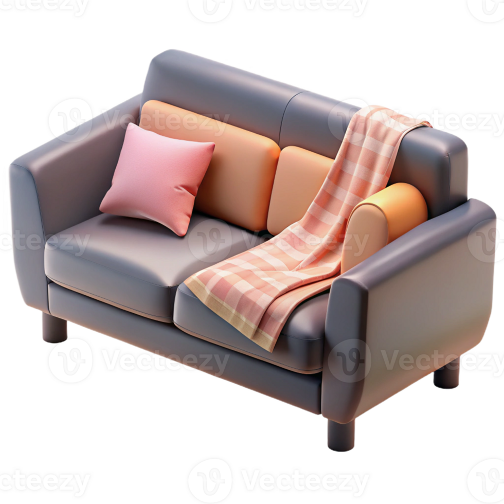 Comfortable Sofa with Blanket Design png