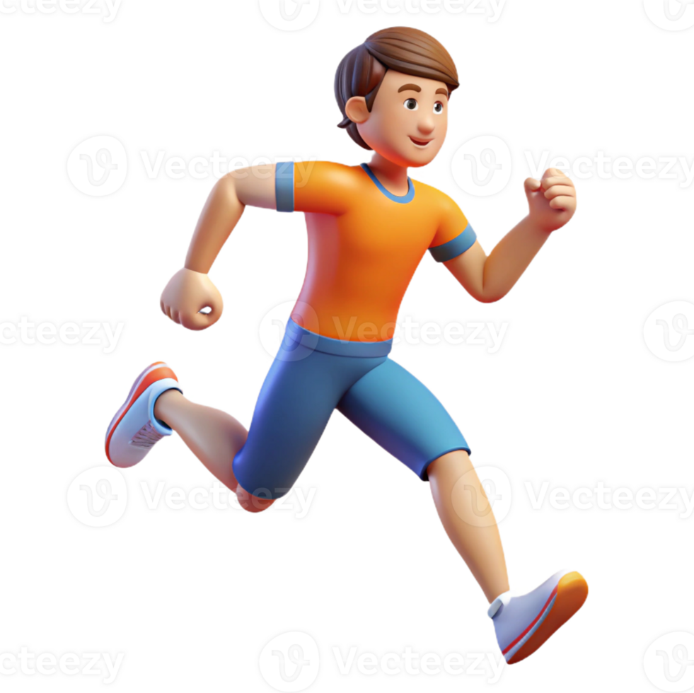 3D runner character for sports themes png