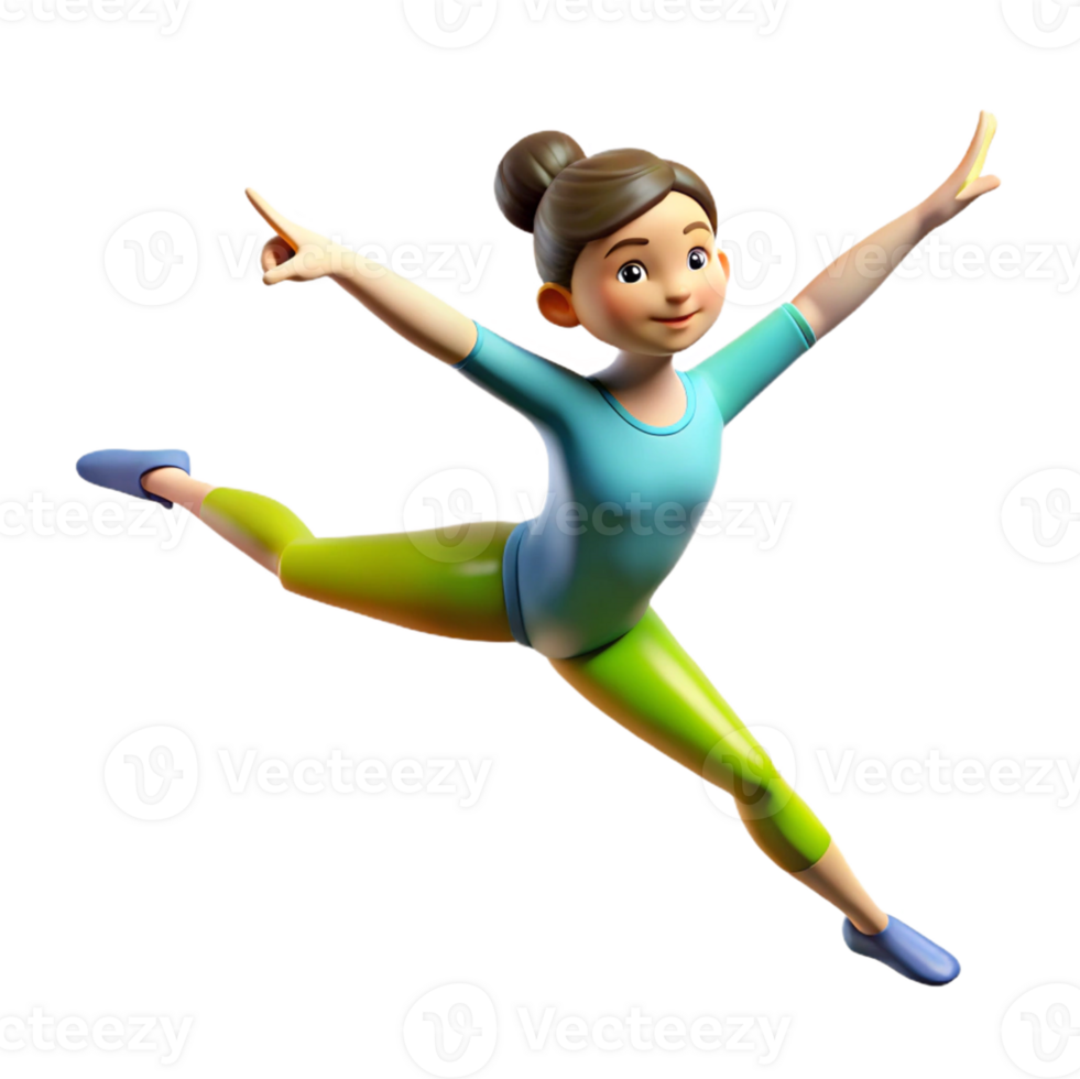 Graceful female gymnast performing a split leap png