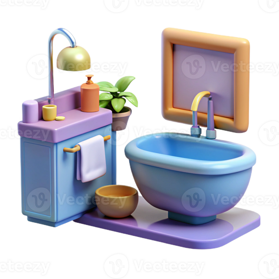 Elegant bathroom setup with modern furniture png