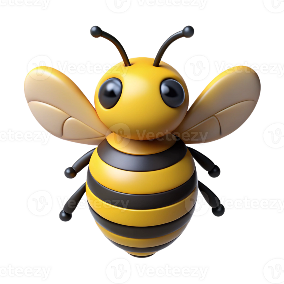 Flying bee with detailed wings design png