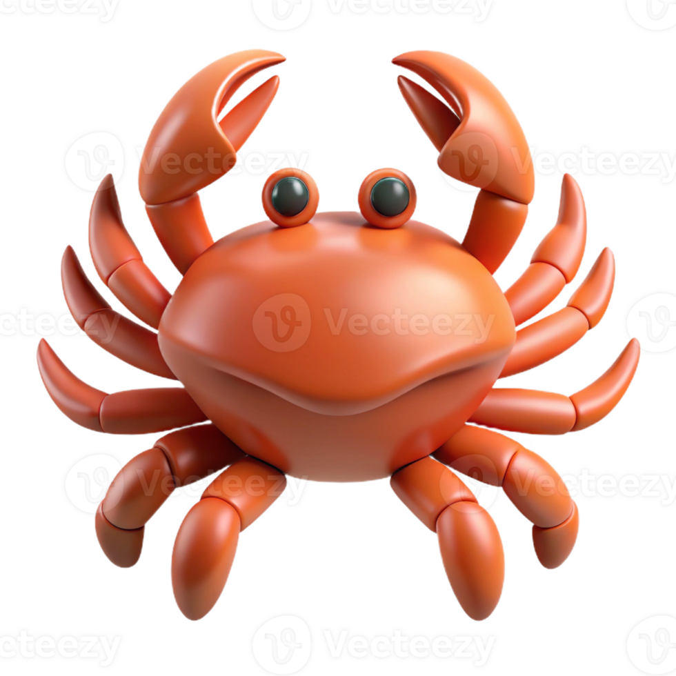Realistic red crab in 3D design png
