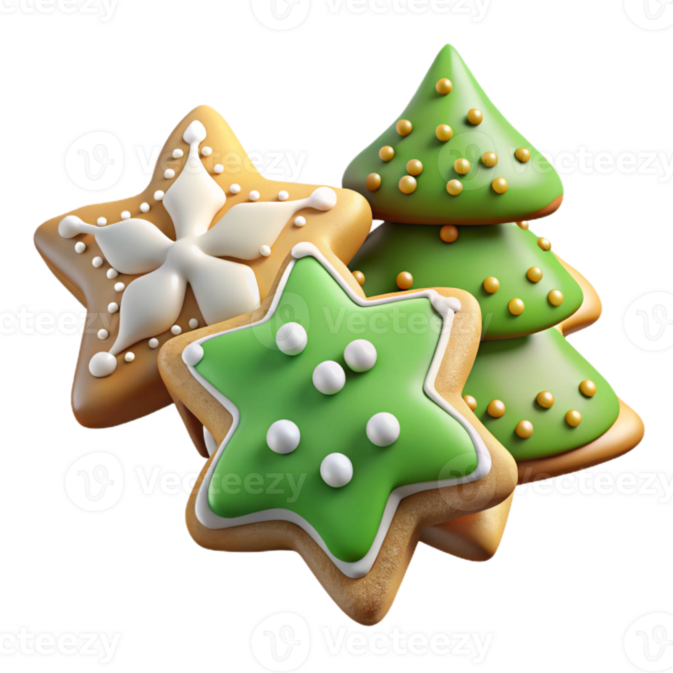 3D decorative holiday cookies for celebrations png