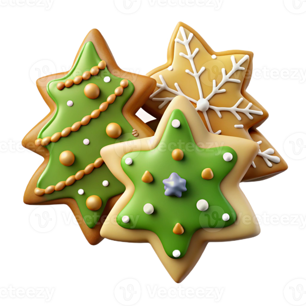 Festive star and tree shaped cookies png