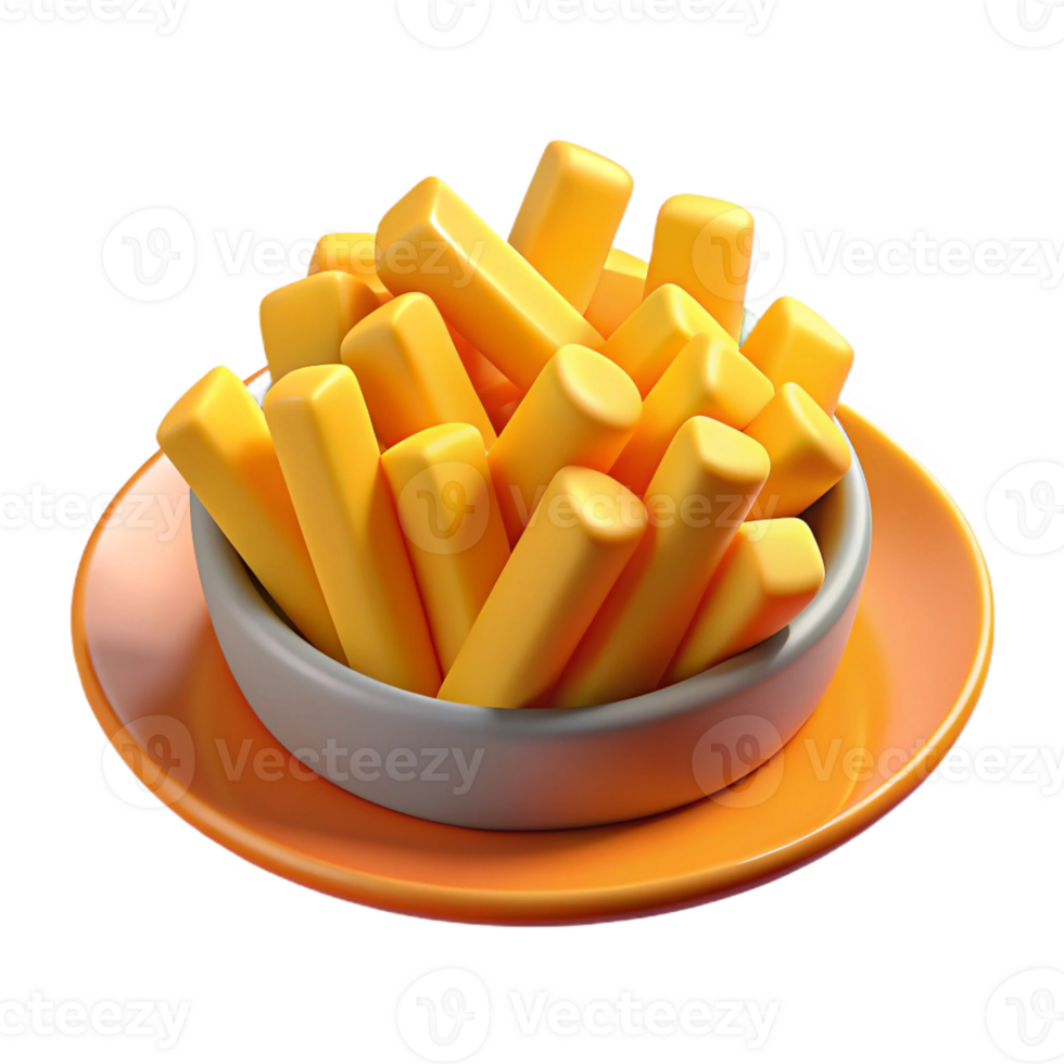Crispy French fries in red packaging png