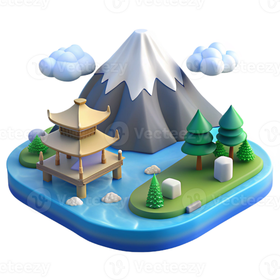 3D miniature of Hokkaido nature png