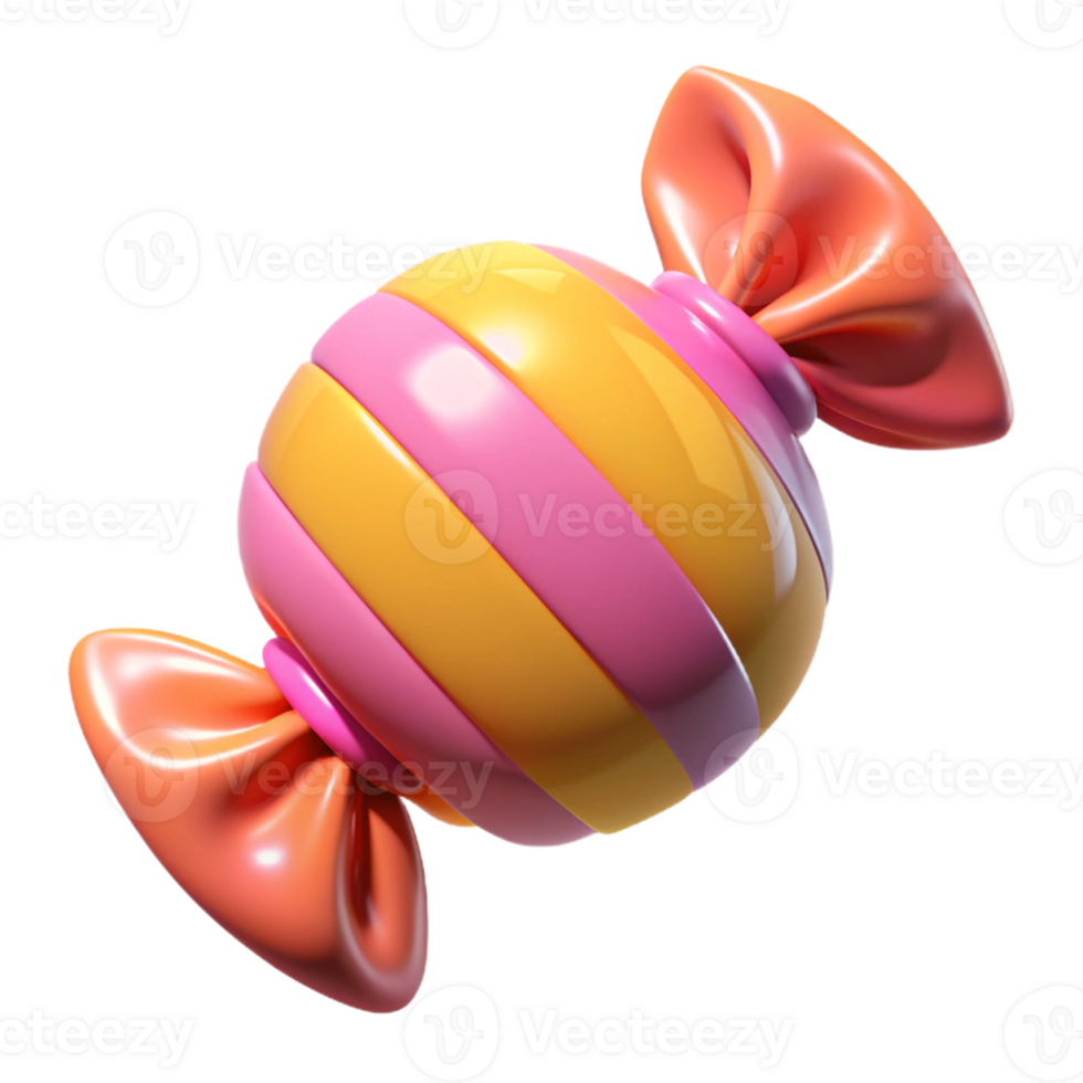 Striped candy with bright pink and yellow wrapper png