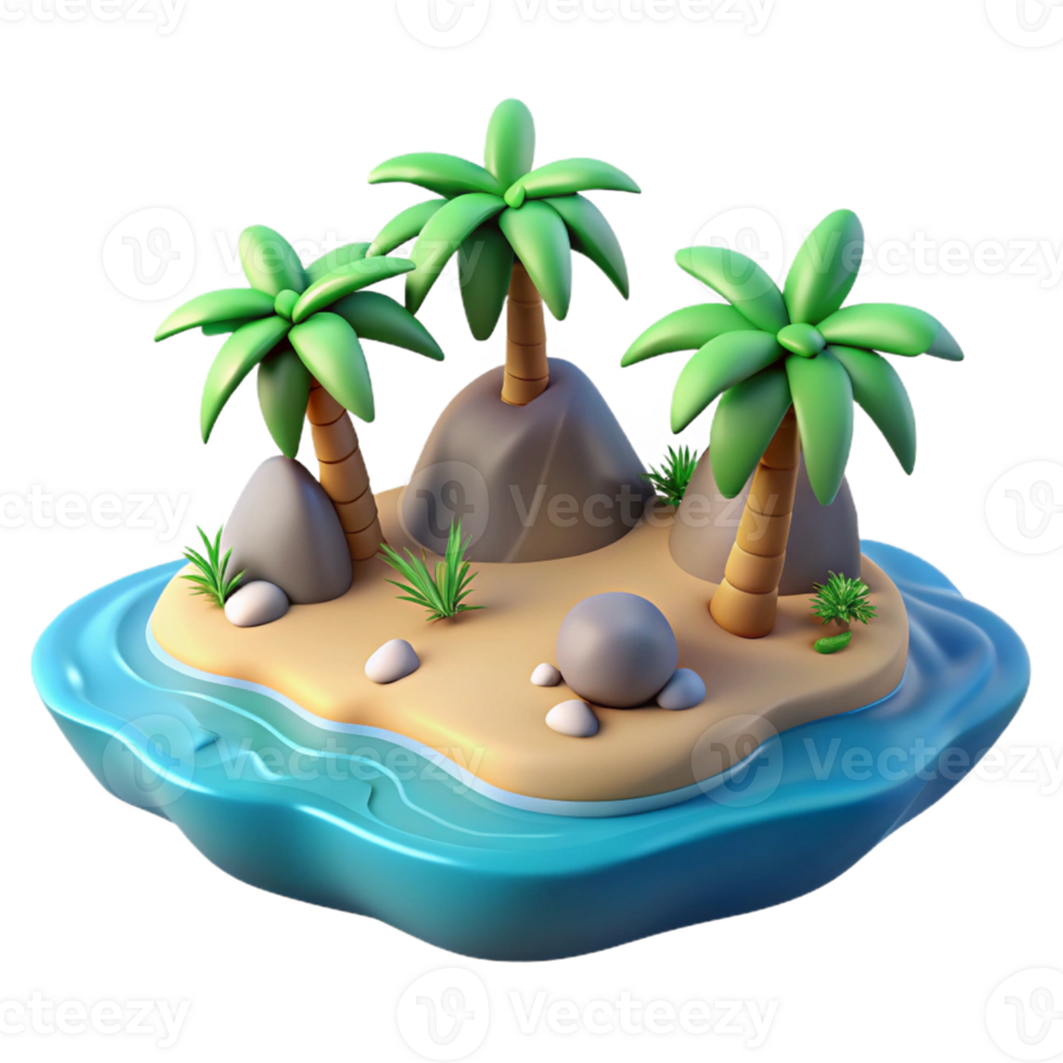 Scenic tropical island with palm trees and sand png