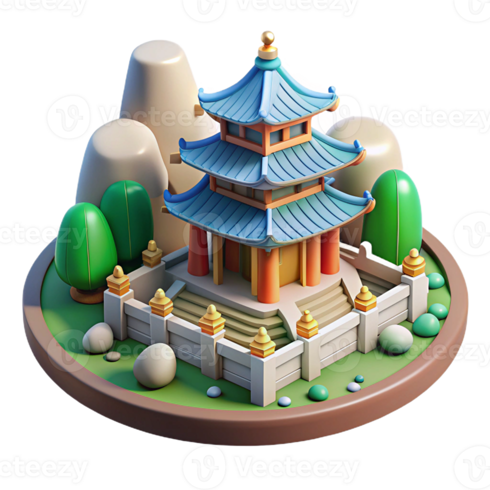 Beautiful 3D representation of a cultural site in Korea png