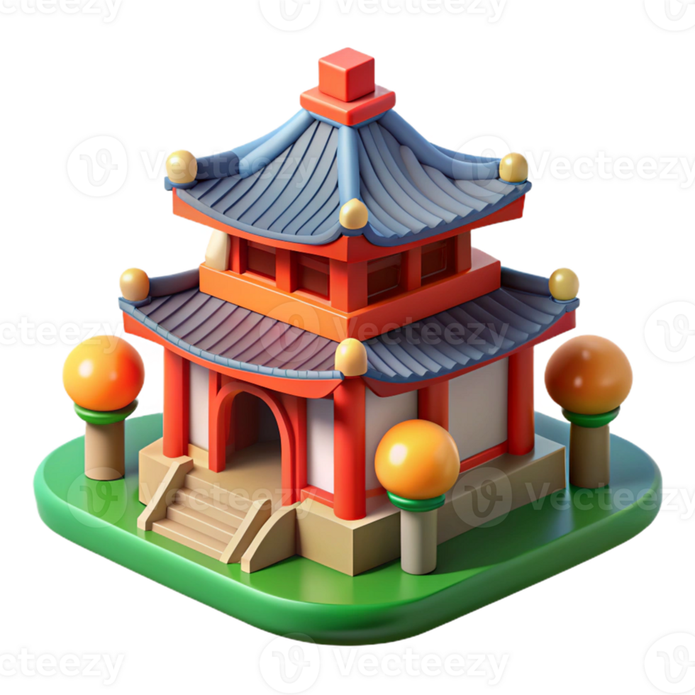 Famous Korean traditional structure in 3D png