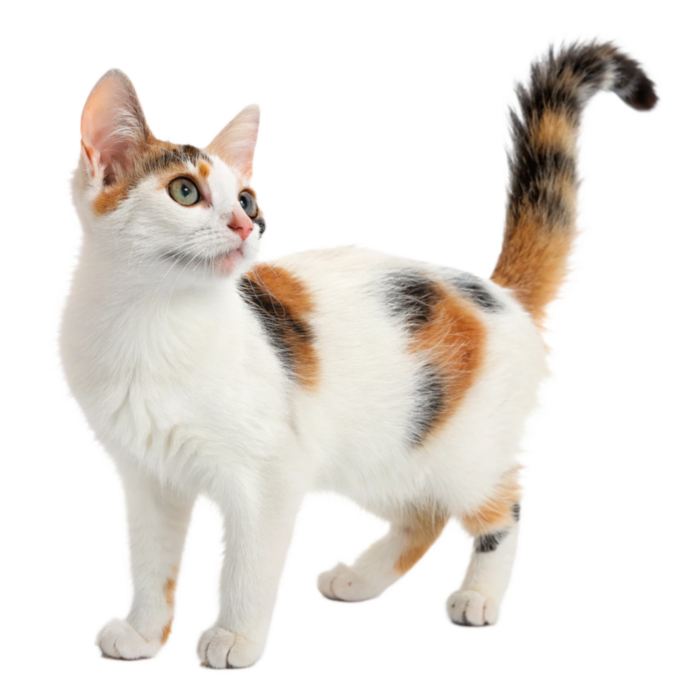 Playful japanese bobtail cat cute animal photography studio setting feline charm png