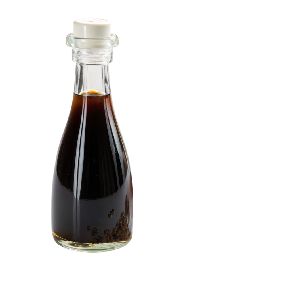 Soya sauce bottle food photography minimalist concept close-up view png