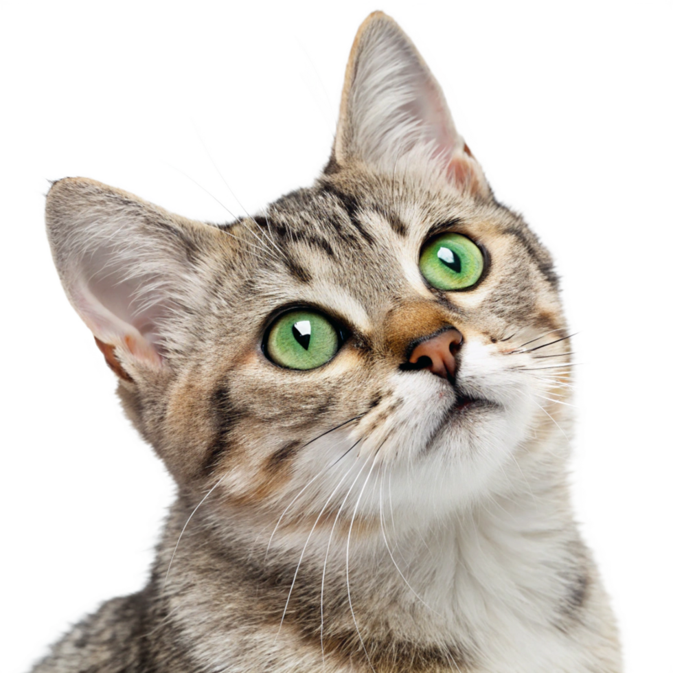 Playful close-up of a european shorthair cat white feline portrait studio environment png