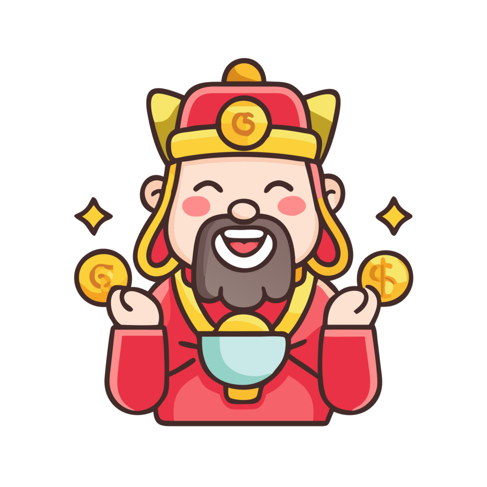 Celebrating prosperity god of wealth illustration creative design graphic art digital environment vibrant colors png