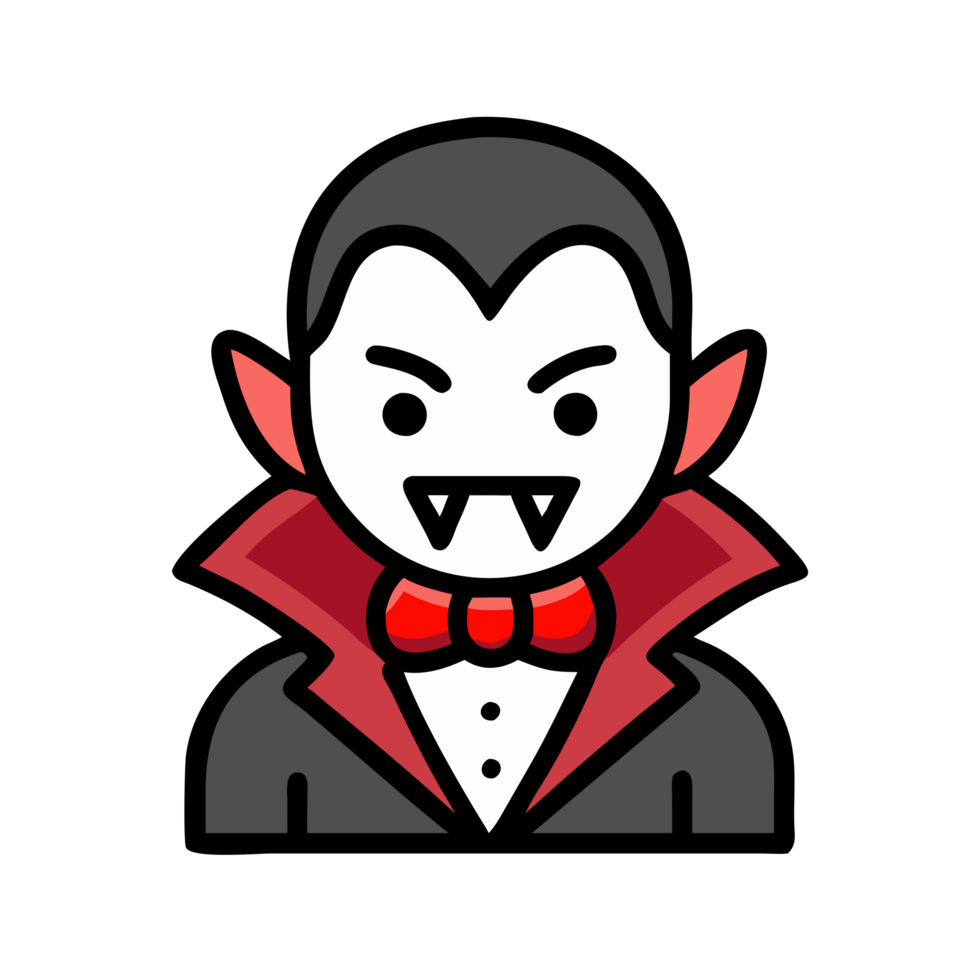 Halloween celebration with dracula costume spooky castle graphic illustration dark atmosphere cartoon style png
