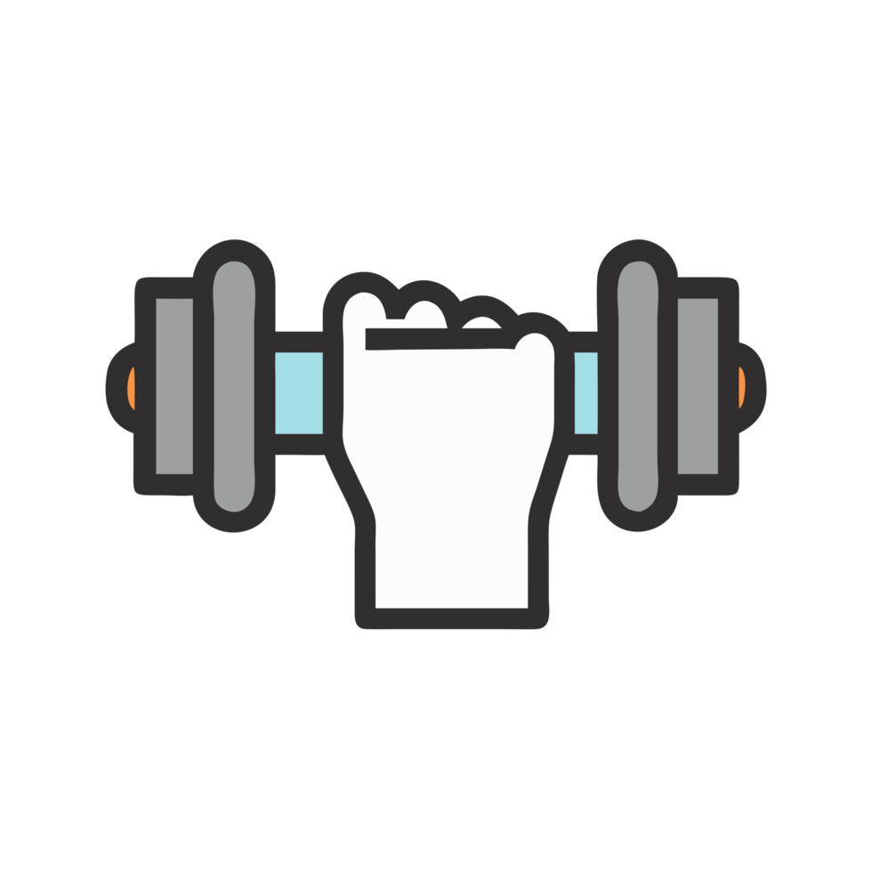 Fitness motivation hand gripping dumbbell icon home gym digital graphic motivational environment close-up view strength concept png