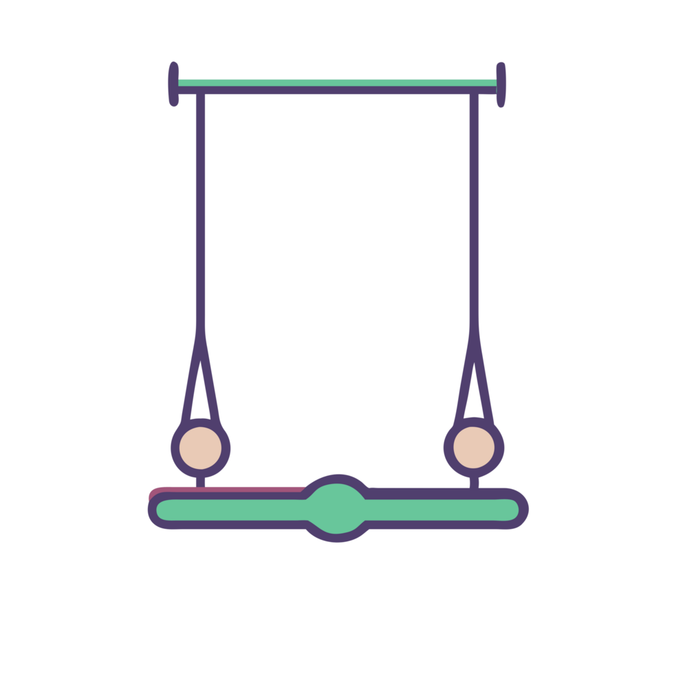 Dynamic trapeze swing action gymnastics studio iconic sports equipment indoor environment close-up view movement and strength png