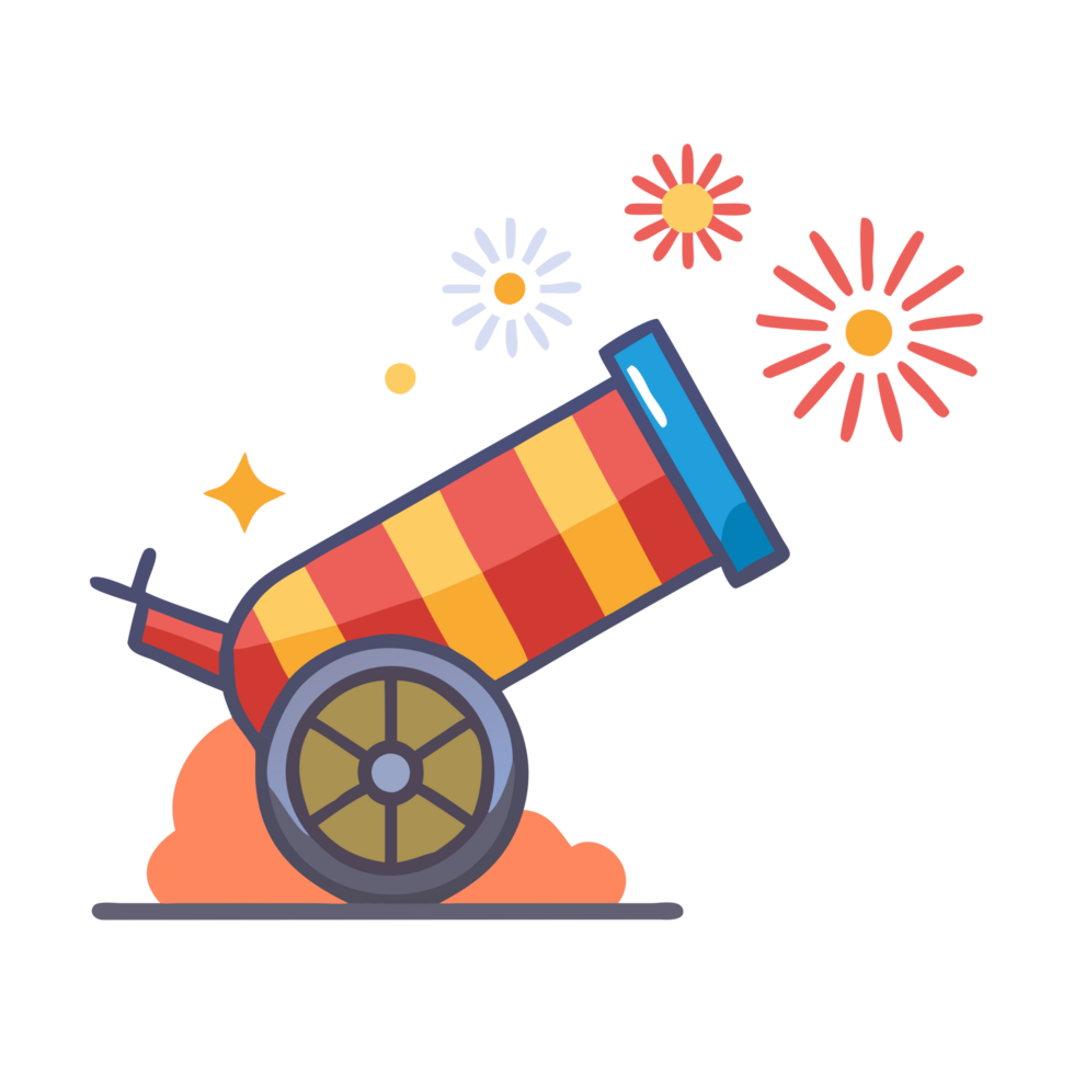 Circus cannon launch event vibrant festival scene colorful icon playful environment close-up viewpoint fun concept png