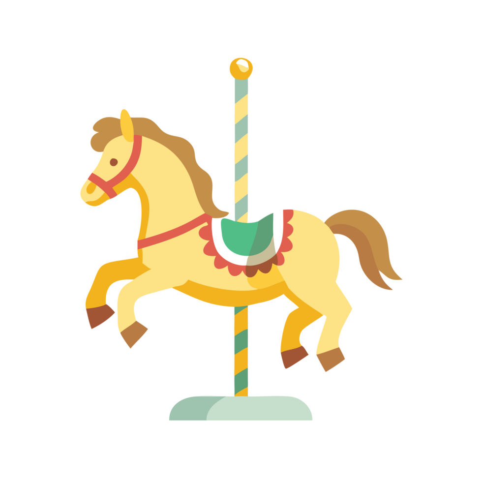 Decorative carousel horse icon amusement park graphic design vibrant colors eye-level whimsy and nostalgia png