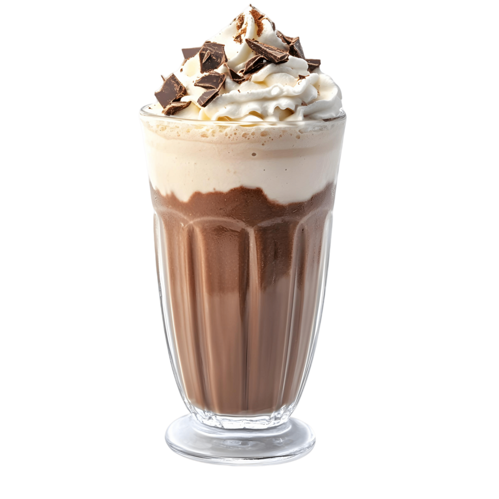Creamy chocolate milkshake topped with whipped cream png