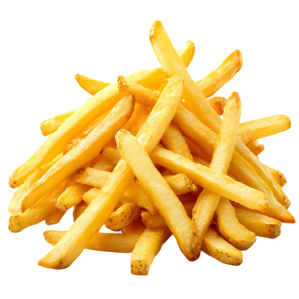 Pile of hot and crispy French fries for snacking png