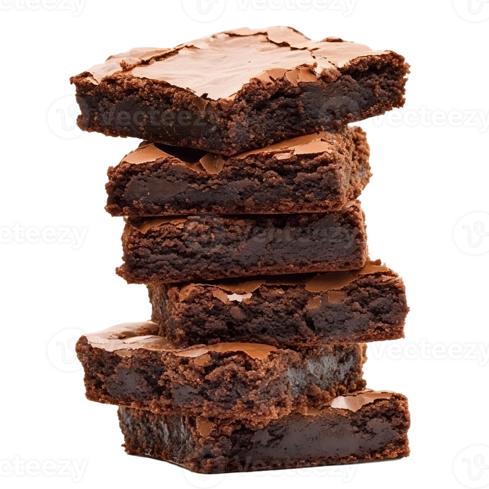 Decadent chocolate brownies in a stacked arrangement png