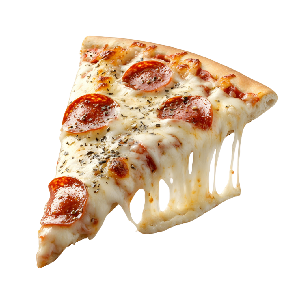 Savory pepperoni pizza slice with melted cheese png