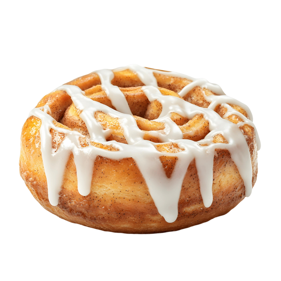 Cinnamon roll with a white glaze png