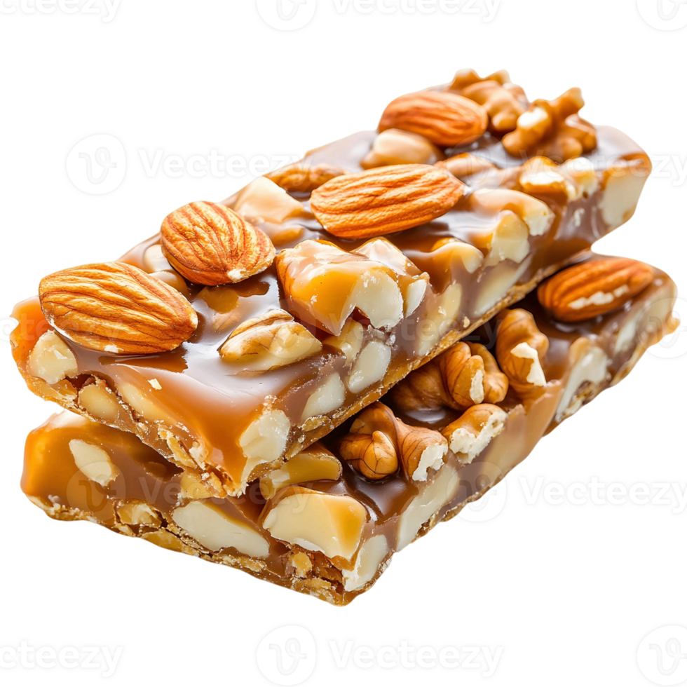 Bar of nutty candy with almonds and walnuts png