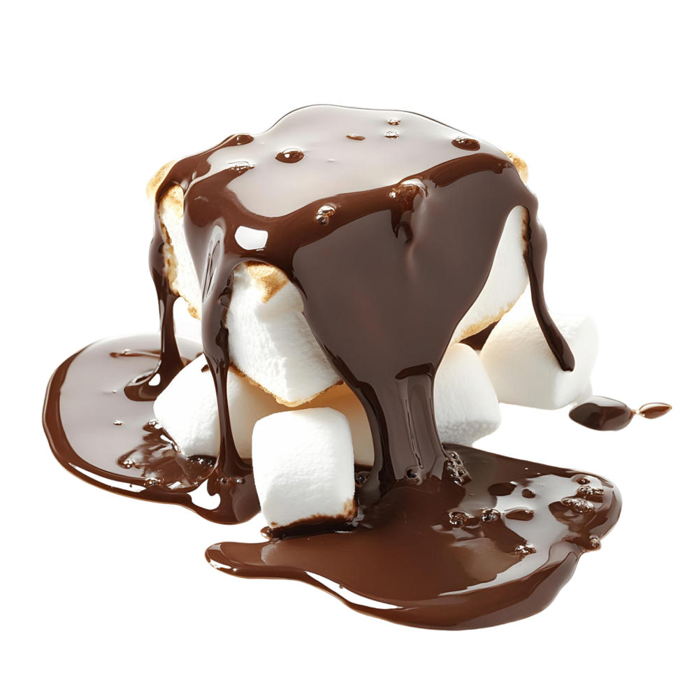 Chocolate covered marshmallow with chocolate drizzled on top png