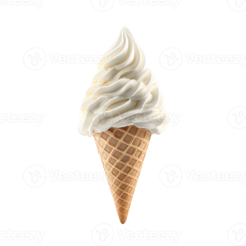White ice cream cone with a lot of whipped cream on top png