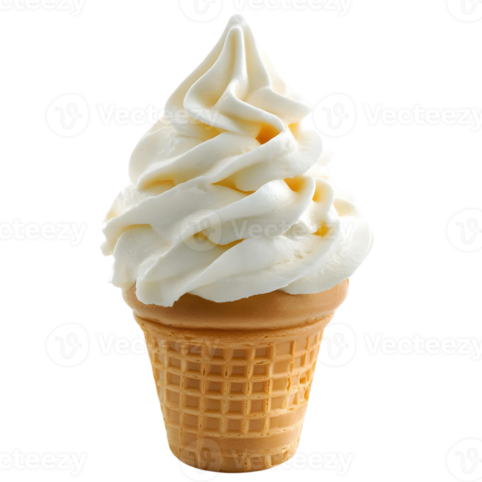 White ice cream cone with a white swirl on top png