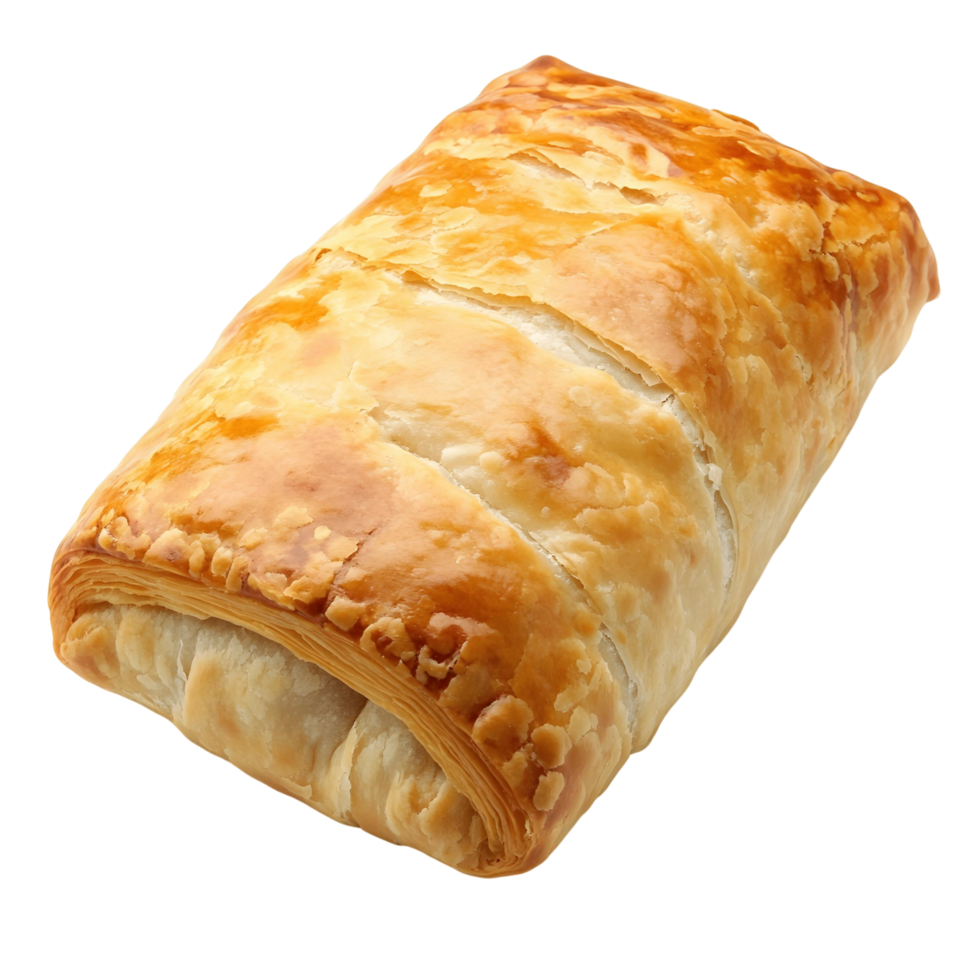Pastry with a golden crust and a white filling png