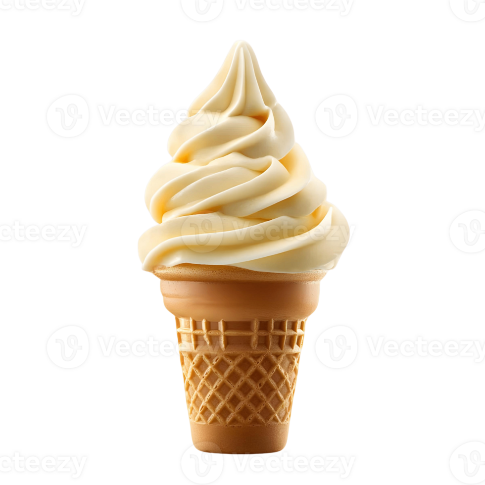 White ice cream cone with a swirl of ice cream in it png