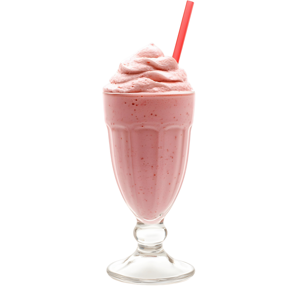 Glass of pink ice cream with a straw in it png