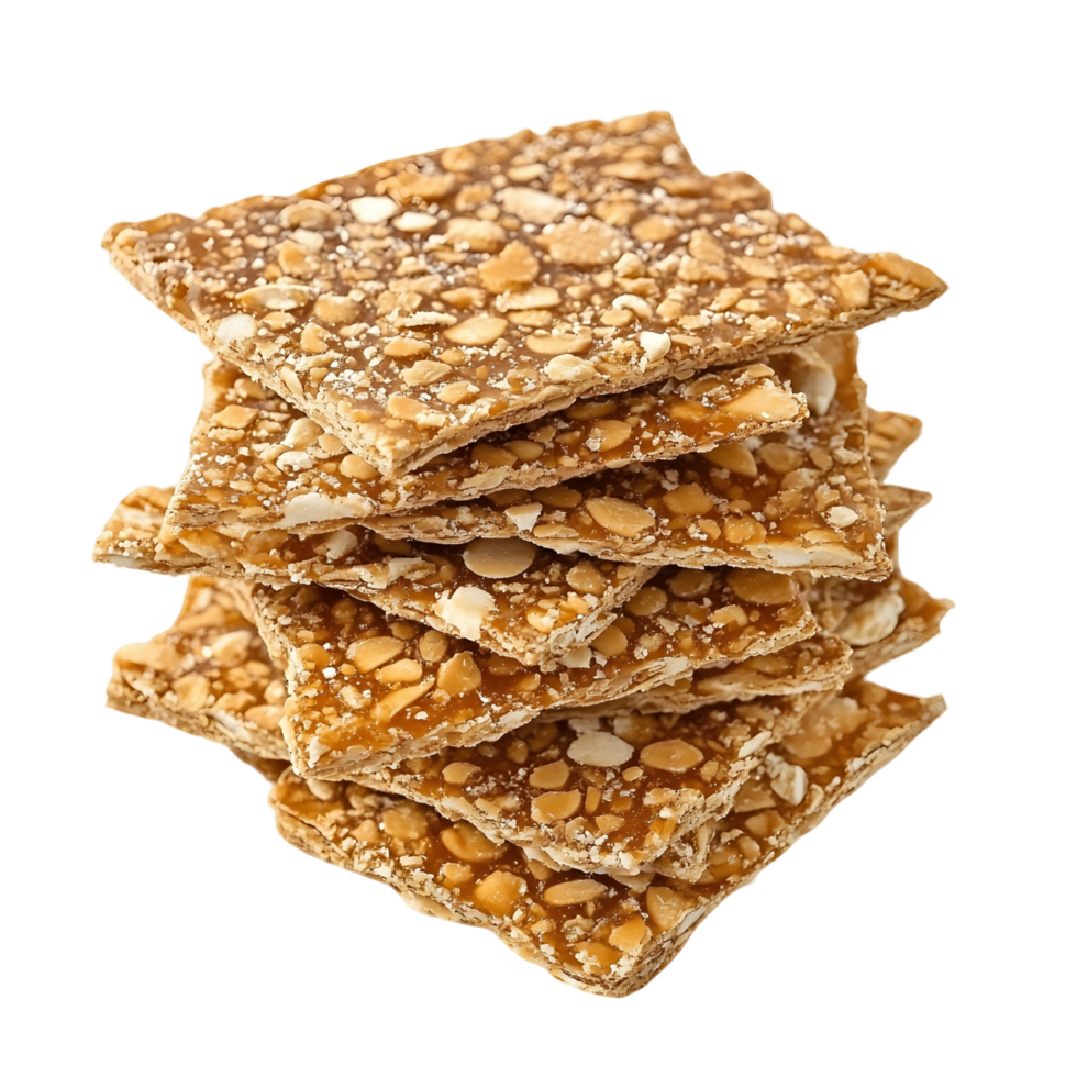 Stack of crackers with nuts on top of each other png