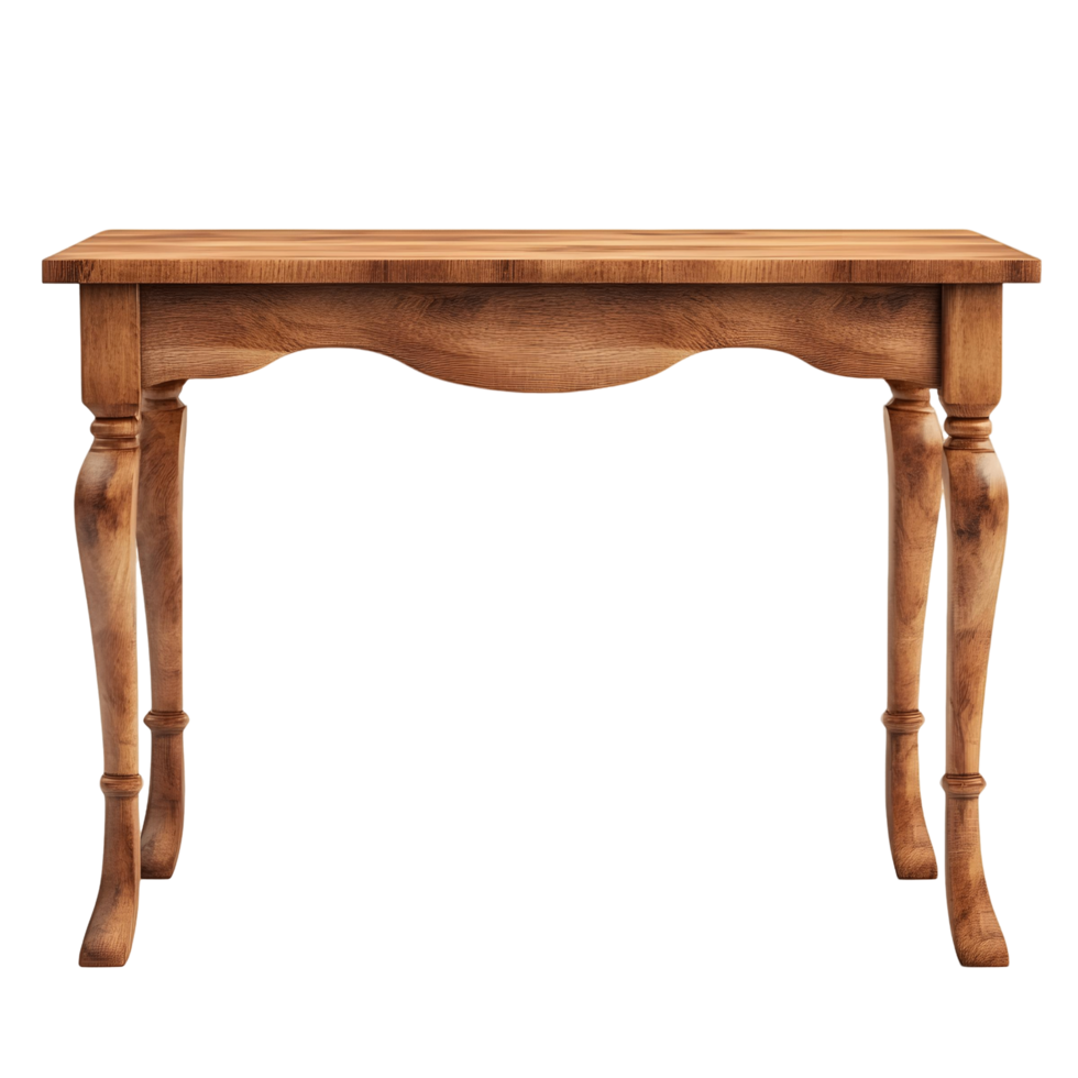 Wooden table with four legs and a curved top png