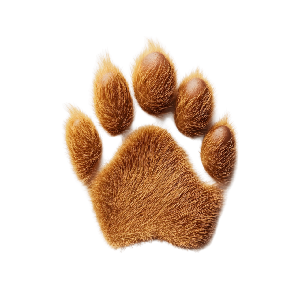 Paw print with five claws is shown on a white background png