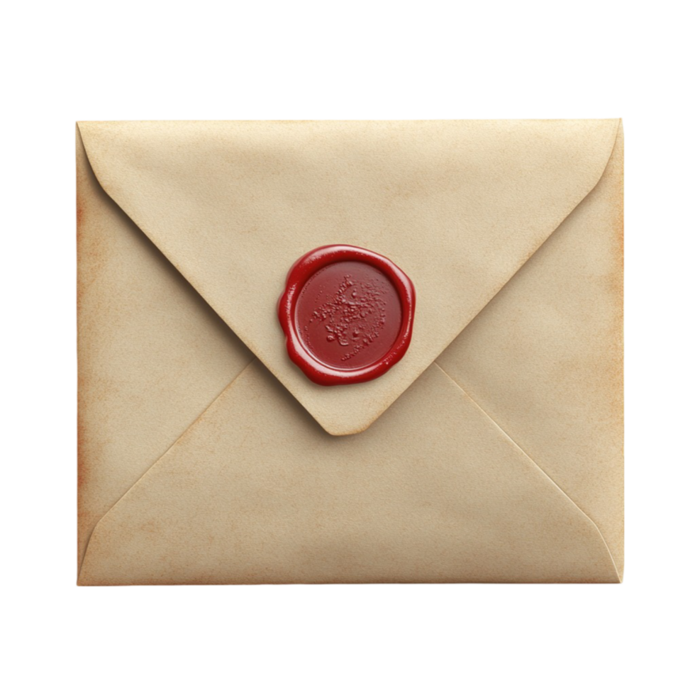 Vintage Envelope with Wax Seal png